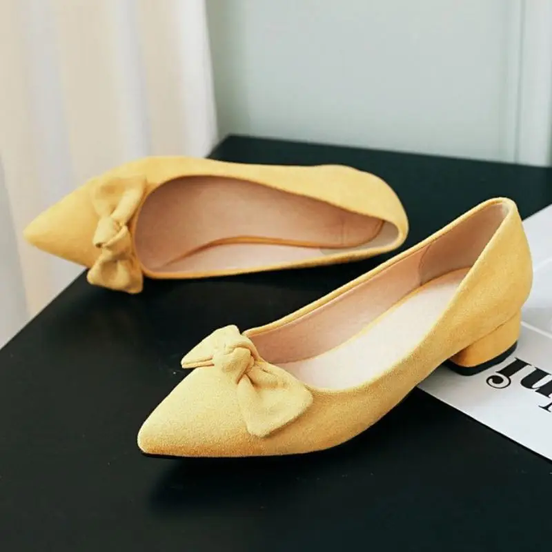 

Fanyuan 4 Color Women Flats Party Wedding Shoes Women Spring Office Bow-knot Suede Leather Slip On Flats Footwear Size 34-43