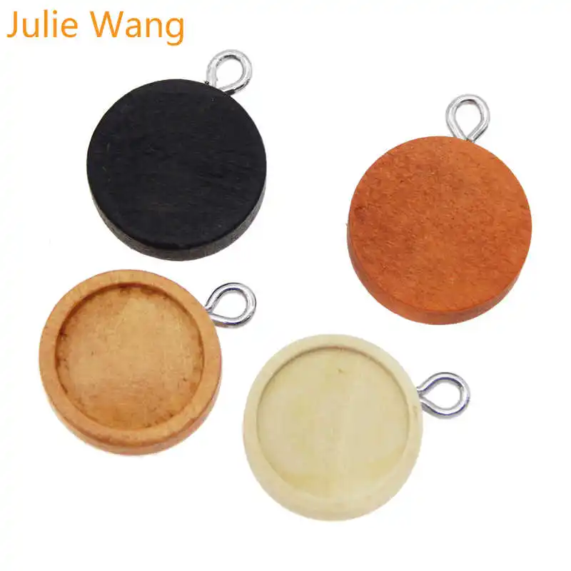 Julie Wang 8 шт. деревянные круглые Кабошоны базовые настройки шармы пустой поднос