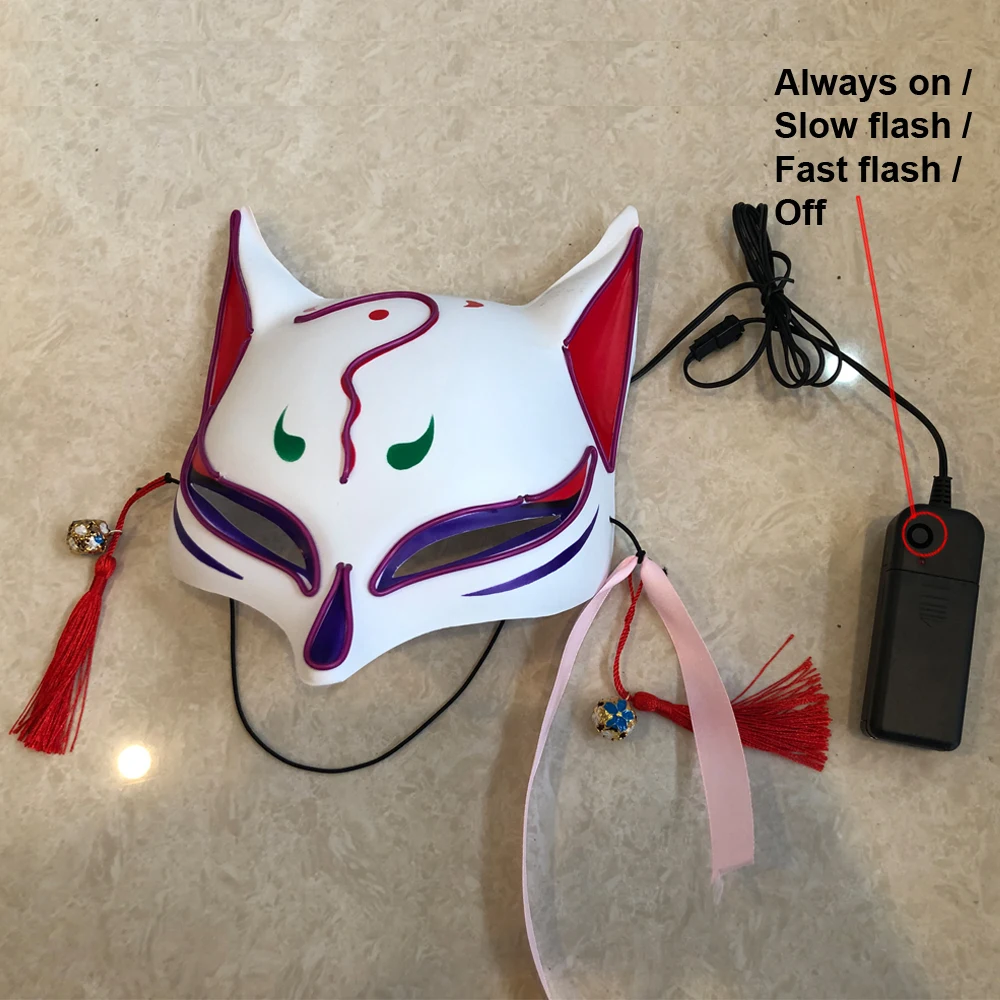 Лиса верхняя половина лица неоновая маска светильник ящаяся светодиодная для
