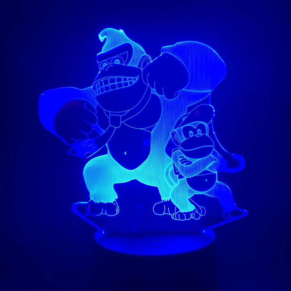 Светодиодный ночной Светильник Донки Конг 3D лампа сенсорный Сенсор спальный для