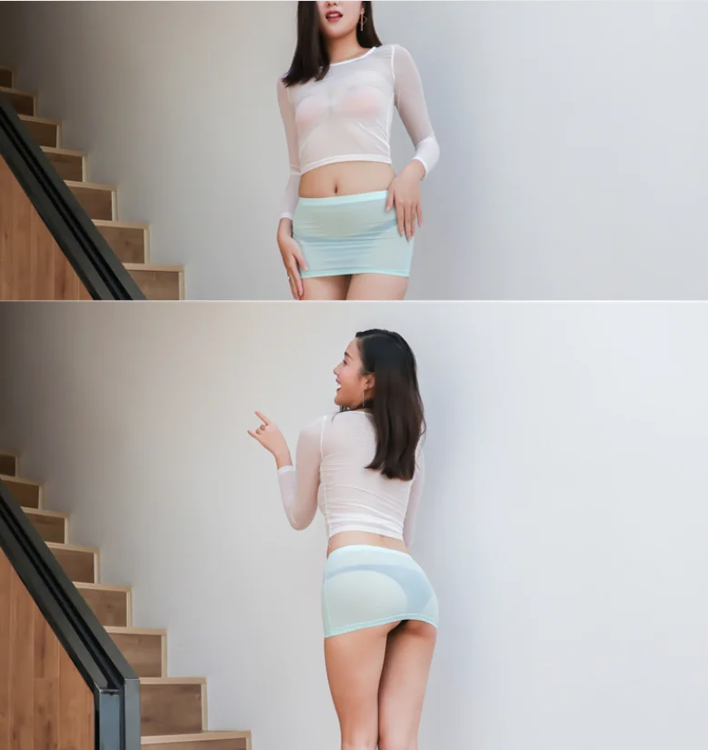 Сексуальная женская прозрачная Сетчатая футболка из ледяного шелка нижнее белье