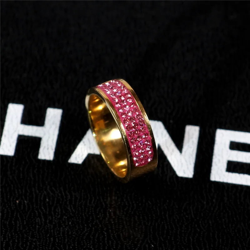 MANGOSKY 8 мм полукруглый три ряда кристаллов 316L Нержавеющая сталь палец кольца для