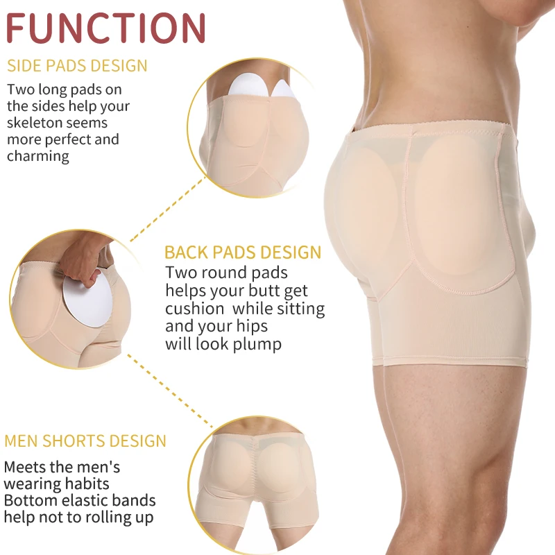 Mens Padded Shapewear Hip Enhancer Butt Lifter Slimming Body Shaper Compression Shorts Boxer Enhancing Underwear Control Panties