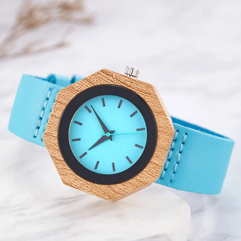 wood watch Креативные синие часы из имитации дерева для мужчин и женщин, деревянные часы для пары, наручные часы для влюбленных, Часы Из Натурального Коричневого Дерева, мужские часы - Цвет: wood watch