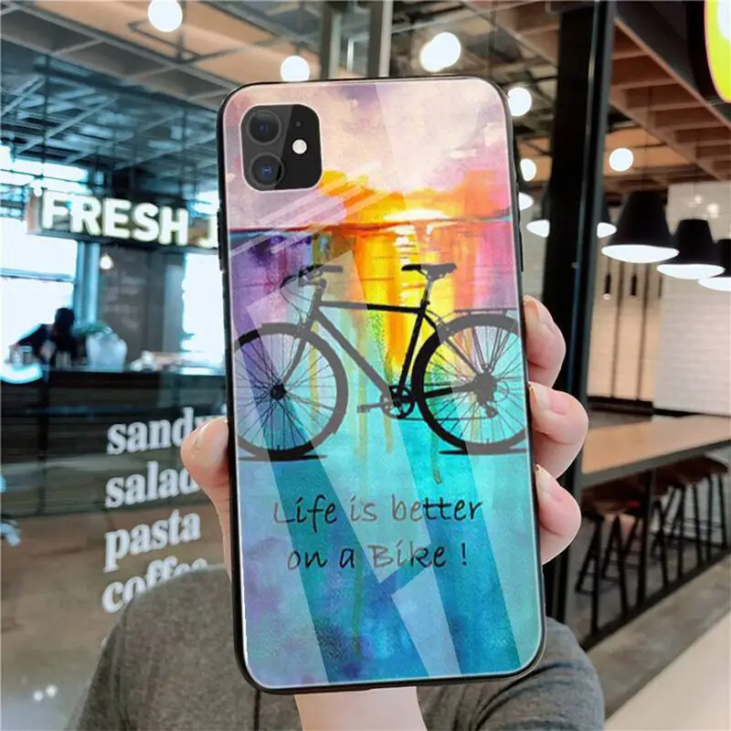 

BIKE CYCLING Art Phone Cases Tempered Glass For Iphone6plus 6S 7 7plus 8 X XS XSmax XR 11 12 Pro Max 12mini
