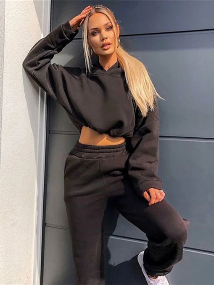 Костюм спортивный женский из двух предметов свитшот с капюшоном и штаны |