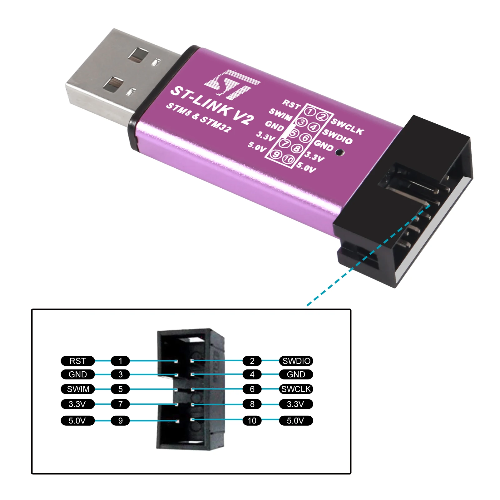 

ST-Link V2 new stlink mini STM8STM32 STLINK simulator download programming With Cover