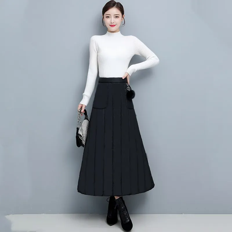 Черный пуховик из хлопка размера плюс винтажная одежда с высокой талией 2020 на