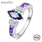 Модные кольца Jellystory овальной формы с красочным топазом, драгоценные камни, серебро 925 пробы, ювелирные изделия, кольцо для женщин, подарки для свадебной вечеринки
