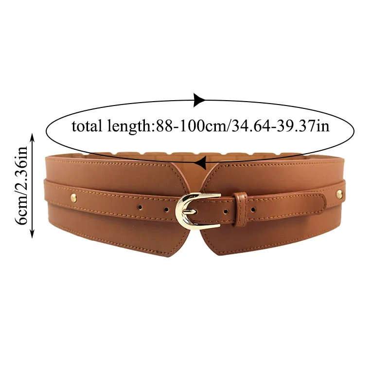 

Fashion Luxury ladies wide belt elastic vintage buckle leather wide fashion pin buckle women's belt seal Girdle Female Waist