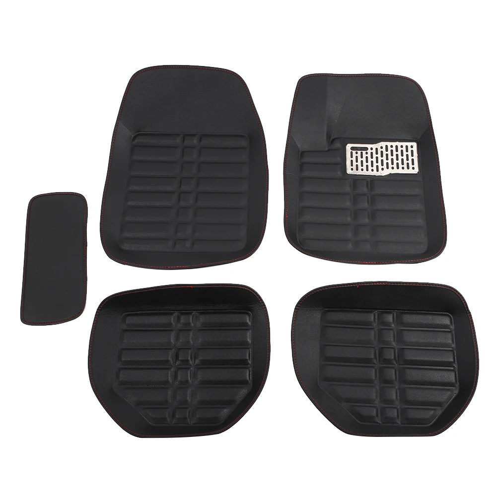 

Driver Floor Mat Car Floor Pad Universal Foot Pad Waterproof Accessories 5pcs Black Premium Auto Carpet