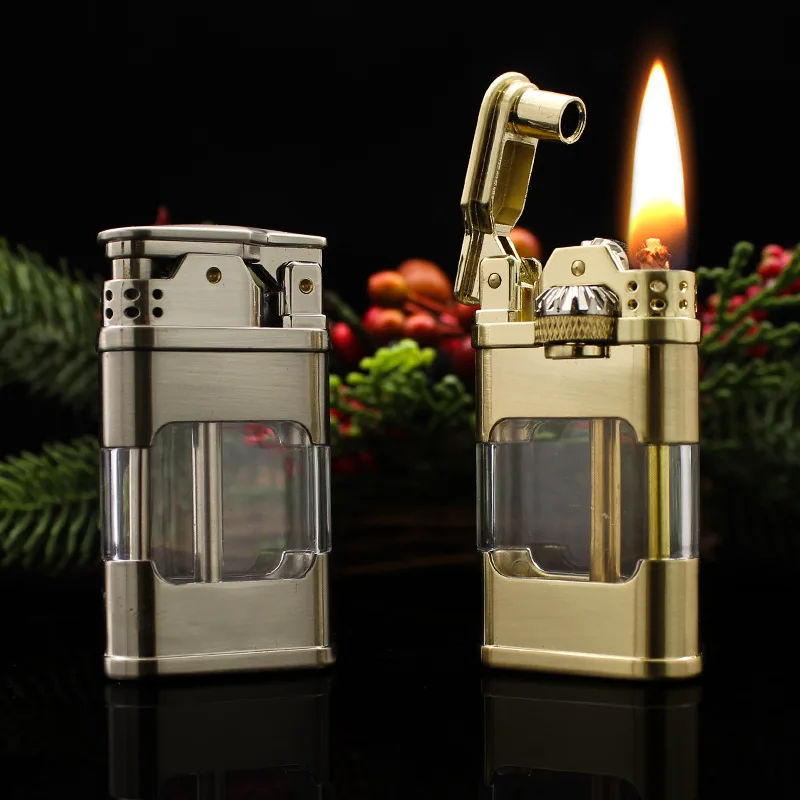 

Керосиновая Зажигалка Chief, креативная зажигалка с открытым огнем и видимым резервуаром для масла, металлическая зажигалка для курения в сти...