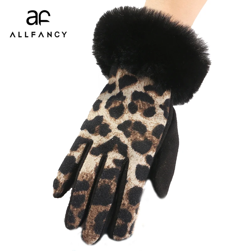 ALLFANCY женские перчатки теплые для верховой езды имитация кроличьего меха плюс