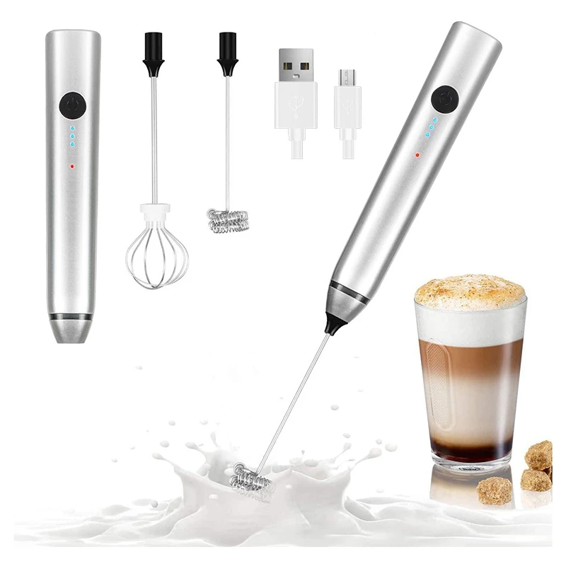 

Milk Frother Handheld,USB Rechargeable Electric Foam Maker for Coffee, 3 Speeds Mini Milk Foamer Drink Mixer