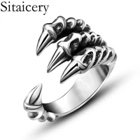 sitaicery retro dragon claw ring men women unisex adjustable rings punk mens jewelry accessories cool mens ring party gift