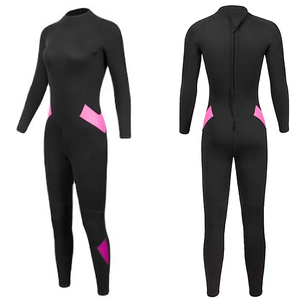 

Pink SBR Neoprene Wetsuit 3MM Women Keep Warm Swimming Scuba Diving Bathing Suit Long sleeve Triathlon Wetsuit Surf Snorkeling