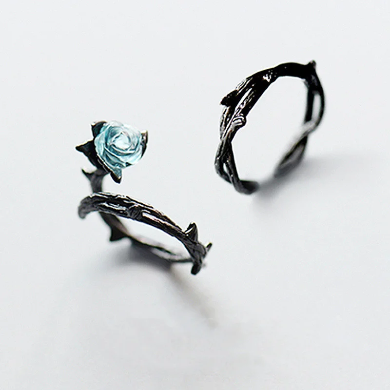 

New thorns rose ring men and women couple ring personality design opening ring wedding party jewelry gift wholesale