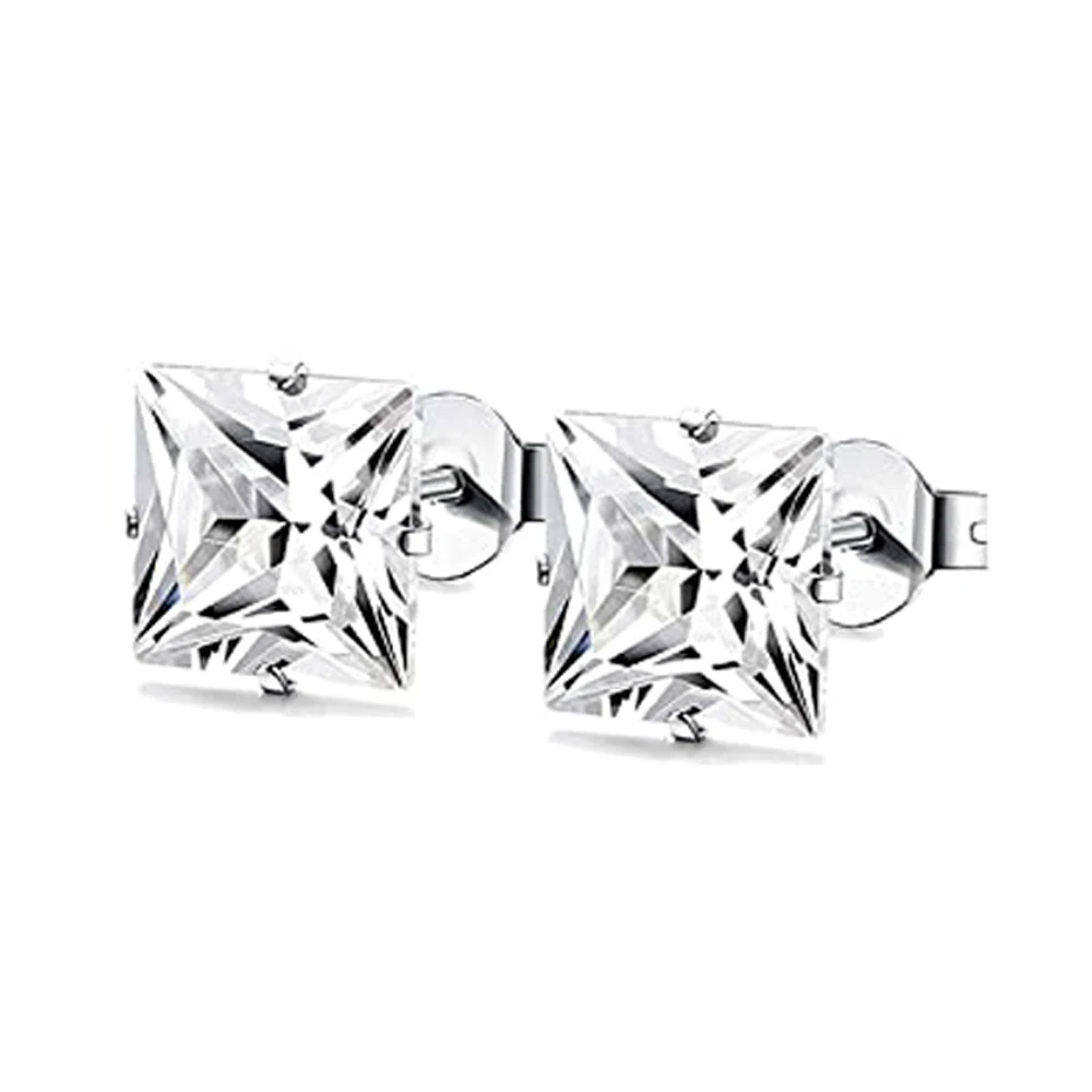 1 пара Нержавеющая сталь черный серьги со шпилькой для Для мужчин женщин CZ