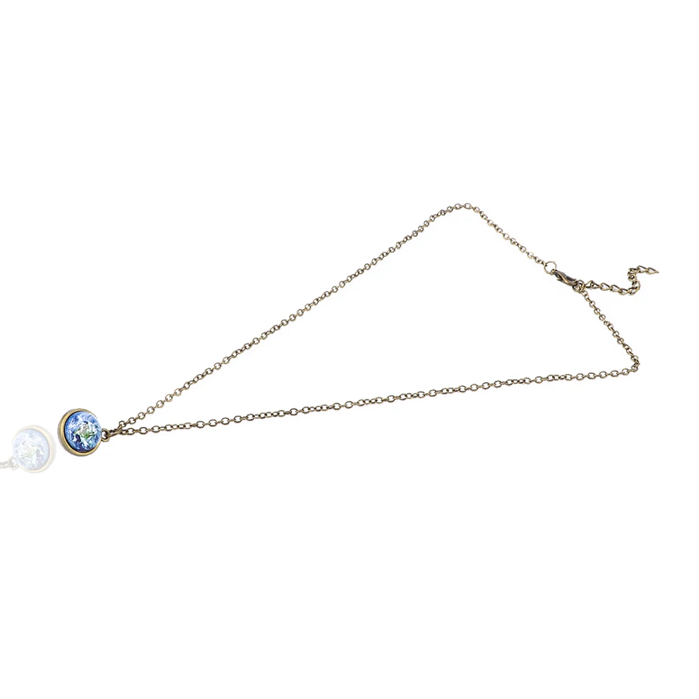 Двухстороннее ожерелье с подвеской в виде земли стеклянное кабошоном уникальный