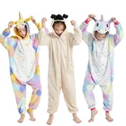 Детские пижамы-кигуруми с единорогом, пижамы для девочек и мальчиков с мультяшными животными, одежда для сна, комбинезон для подростков, детская одежда