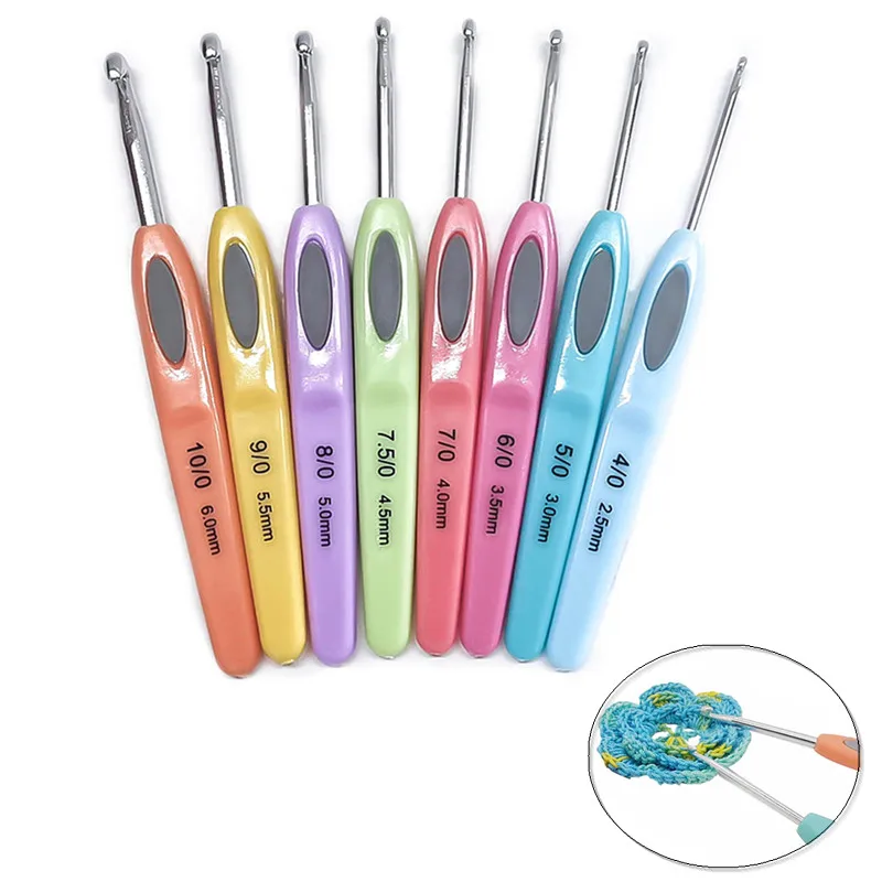 

8Pcs/Set Multicolor Soft Handle Weave DIY Crochet Needles Knitting Sewing Tool Aluminum Crochet Hook Knitting Needles Kit