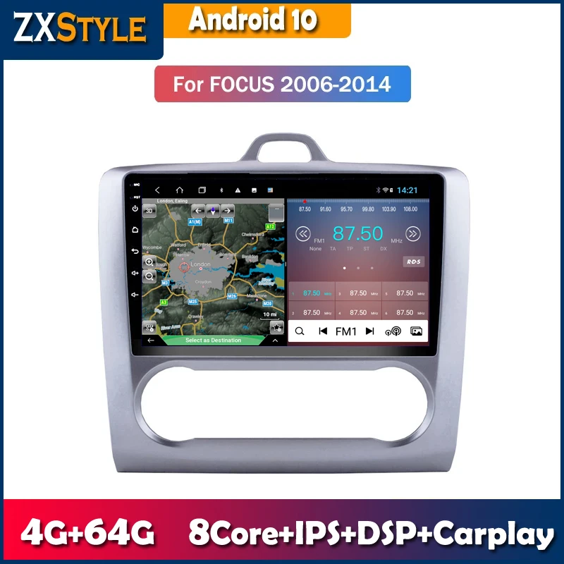 

Автомобильная аудиосистема, мультимедийная система, Android 10 плеер 9 дюймов для Ford Focus 2006-2014, GPS-навигация