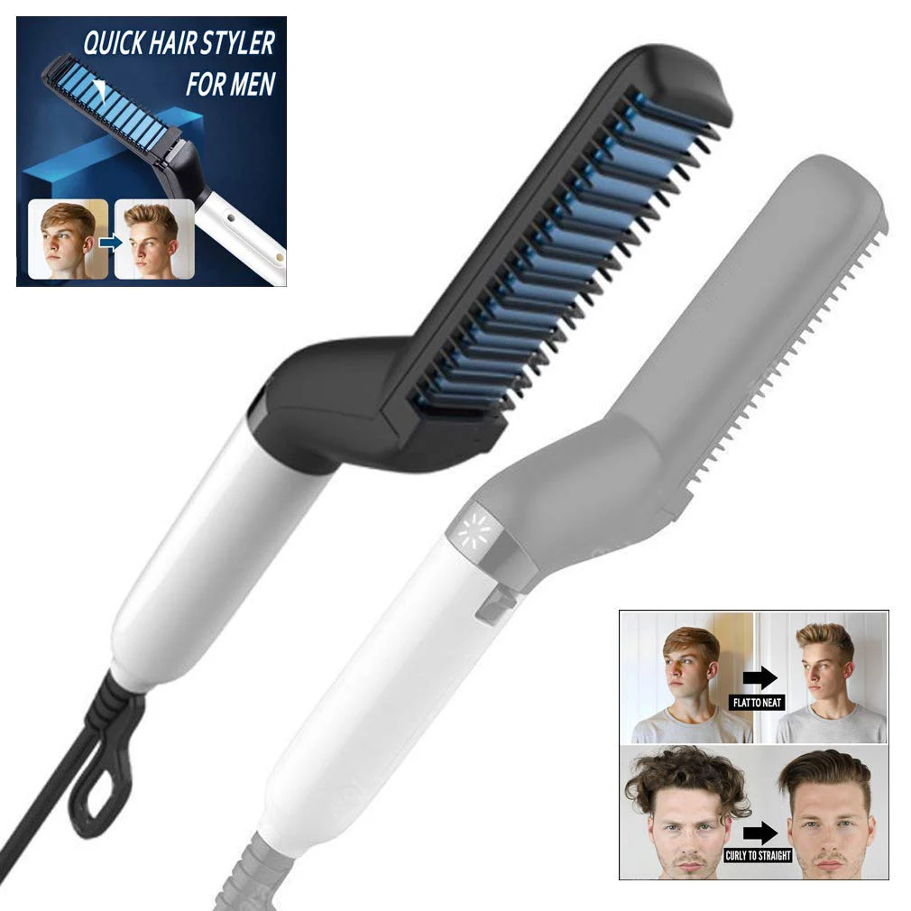 

Quick Hair Styler for Men Professional Hair Comb Curling Iron Hair Volumize Flatten Side and Straighten Hair Curler Show Cap