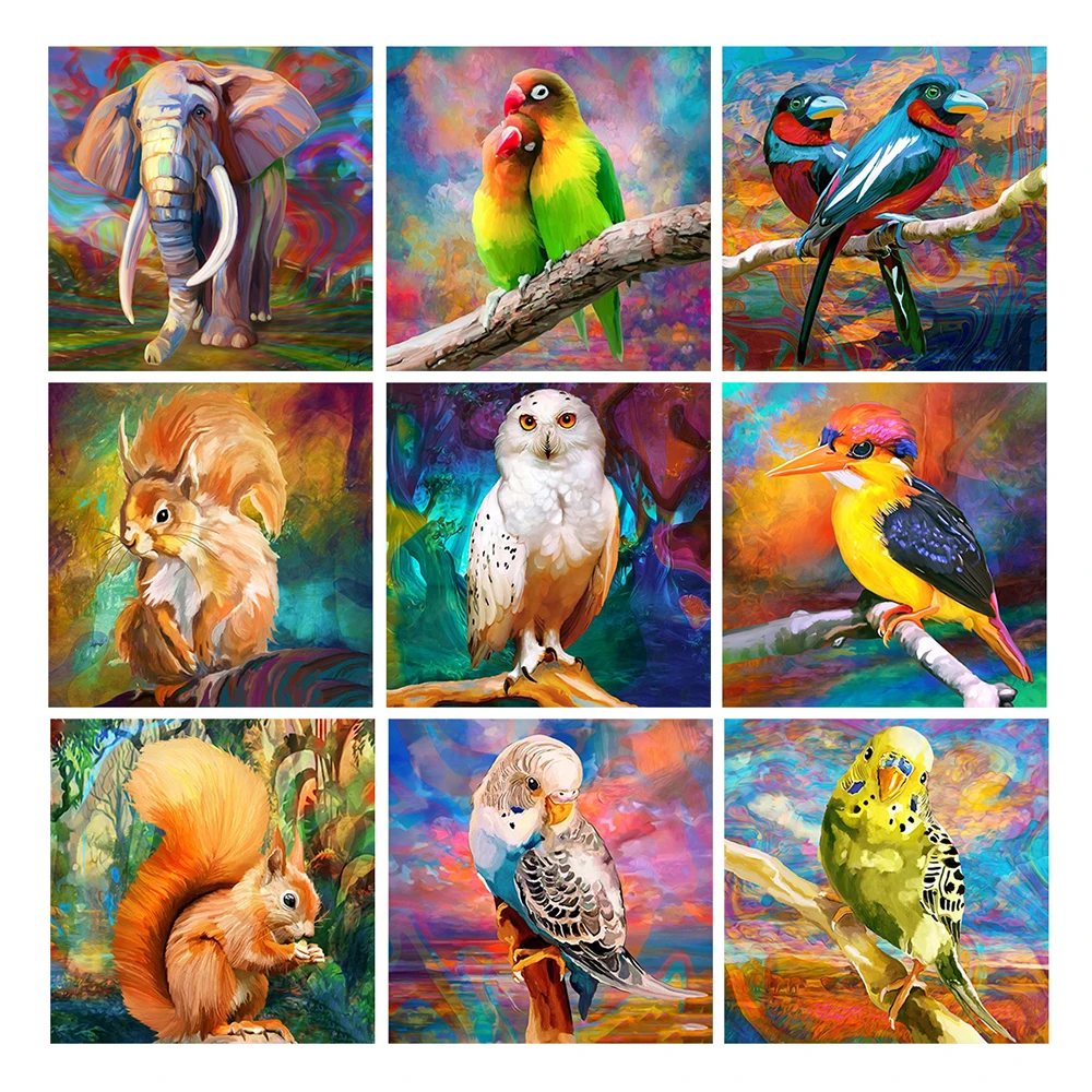 

LZAIQIZG полноформатная/круглая алмазная живопись, Красочный Слон, попугай, картина Стразы, алмазная вышивка, Декор для дома