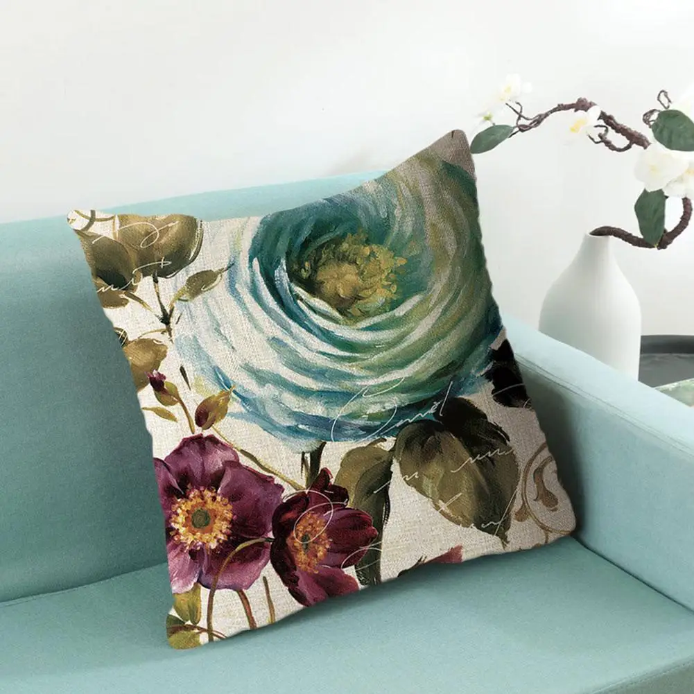 

Colorful Flower Pillowcase Blue Rose Red Decorative Cover Bed A6D7 Pillows Home Pillow Cov For Hotel 45x45cm Decoration Sea A1E2