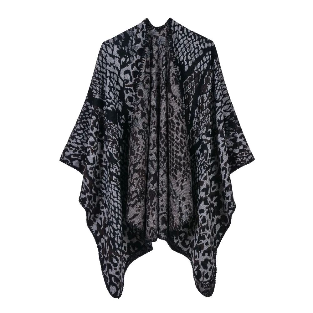 

Women's Imitation Cashmere Thick Split Fork Shawl Classic Snakeskin Leopard Print New Fashion Warm Cloak Soft Cape Spring
