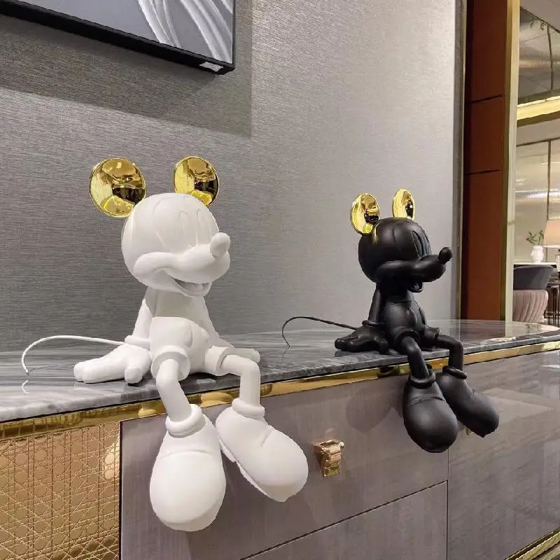 Статуя Микки Мауса Disney подвижная фигурка сидя мультяшная смоляная скульптура