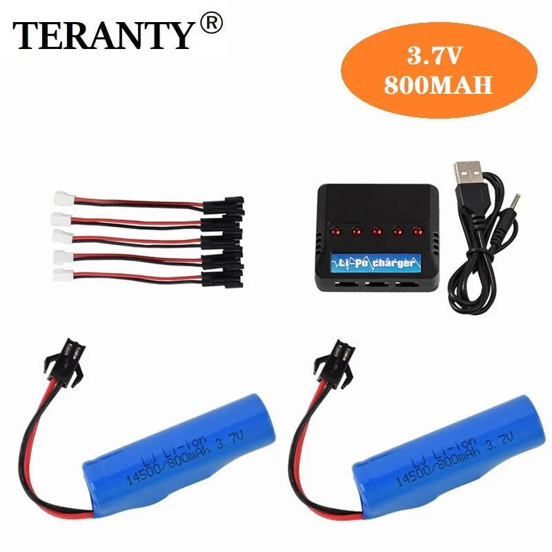 

For JJRC C2 D828 RC Car Parts 14500 SM-2P 3.7v 800mah Lipo Battery with charger For RC Stunt Dump Car Battery Toys Accessories