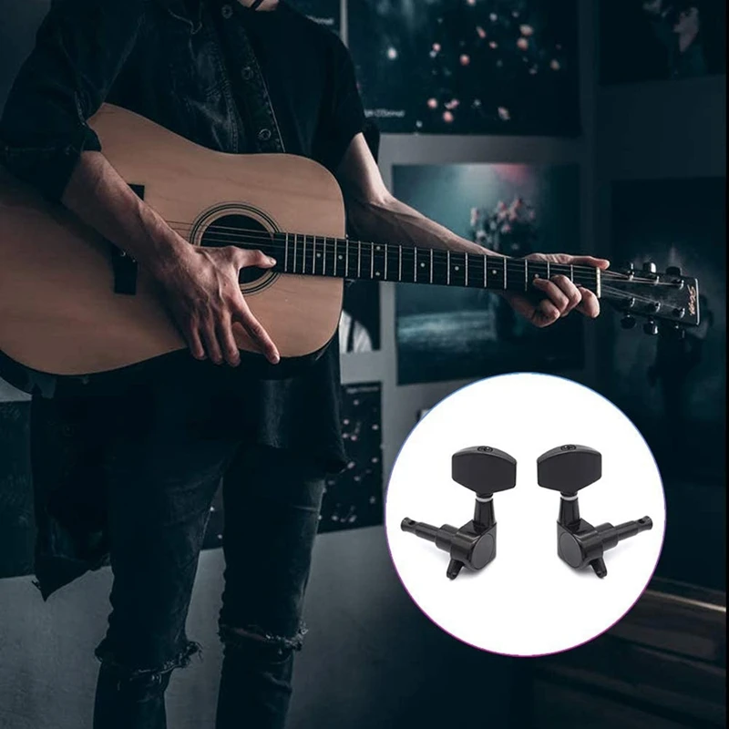 

6 Pcs Guitar Tuning Knob,3L&3R Guitar Knob with 3 in 1 Guitar Winder, Tuning Tool for Electric Guitar or Acoustic Guitar
