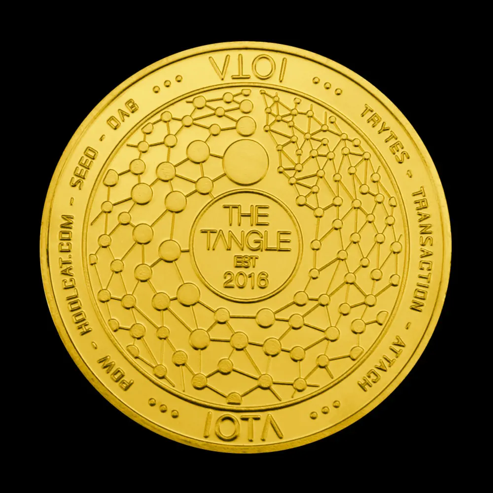 Криптовалюты IOTA 40 мм криптовалюты позолоченные монеты сувениры и бриллиантовые