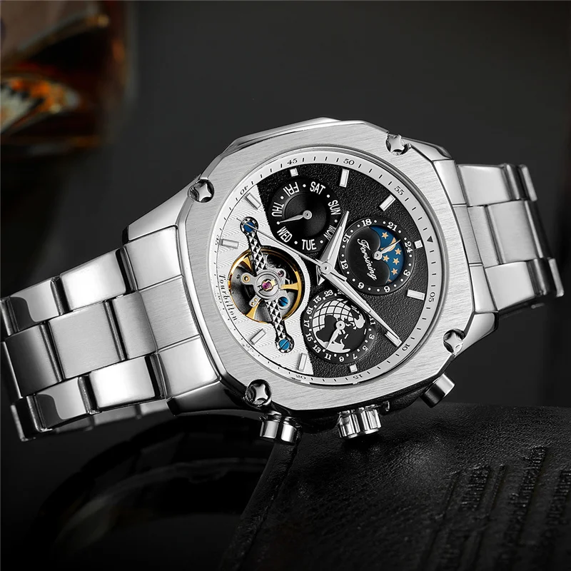 FORSINING Tourbillon автоматические механические мужские наручные часы военные армейские