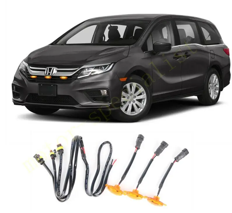 

Светодиодная передняя решетка радиатора автомобиля, 3 шт., светодиодная лампа янтарного света в стиле Раптора, декоративный светильник с проводной скоростью для Honda Odyssey 2018-2021