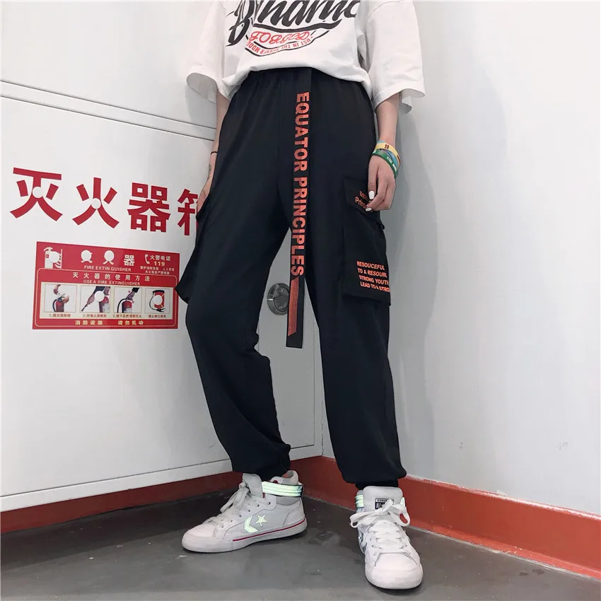 

Hip Hop Cargo Pants Korean Ins Harajuku Style Fashion Casual Loose Trousers Women Straight High Long Capris Hipster Autumn New