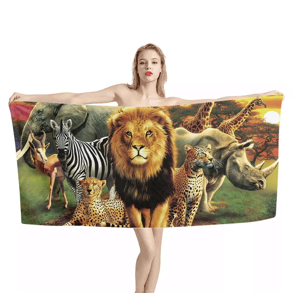 

Microfiber Towel Funny Animal Pattern Beach Towels Bathroom Supplies Bath Towels For Adults Camping Accessories Large Face Towel