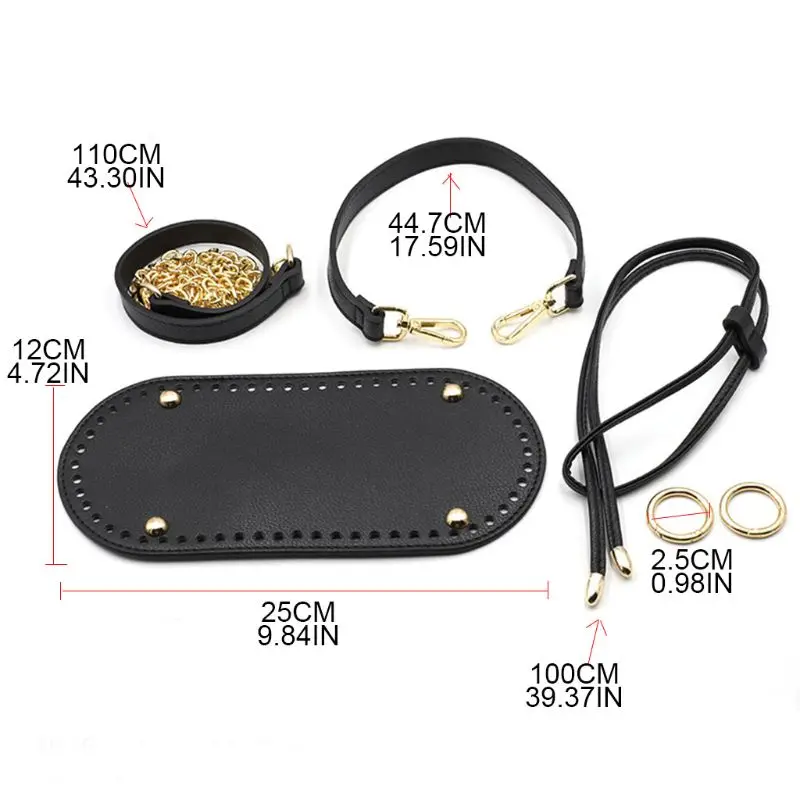 

5Pcs/Set DIY Crochet Handbag Accessories Faux Leather Shoulder Strap Bag Bottom