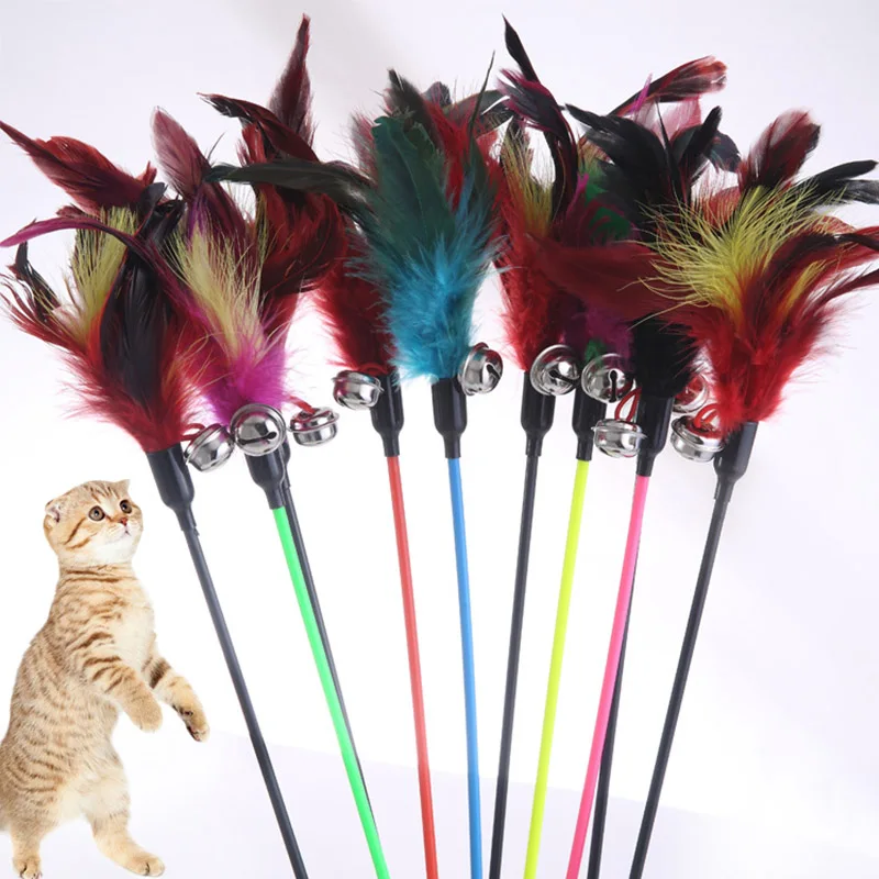 

Горячая Распродажа игрушки для кошек, случайный цвет, сделайте кошку-палочку, перо, черная цветная палка, как птицы с маленьким колокольчико...