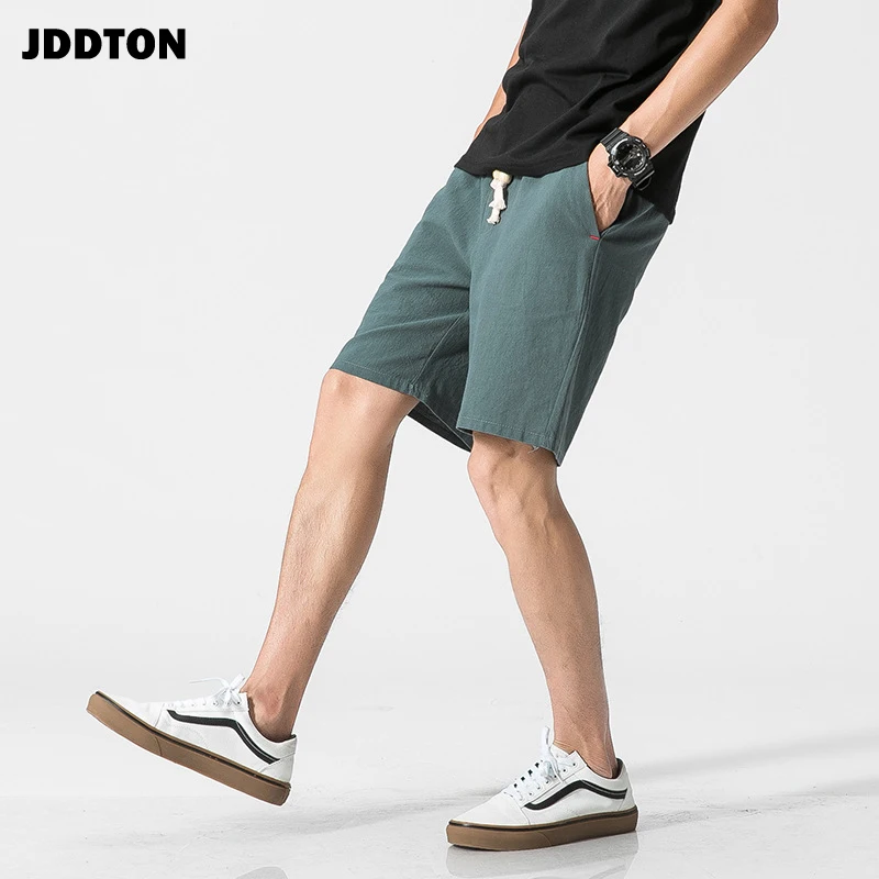 JDDTON летние мужские хлопковые льняные однотонные повседневные шорты свободные