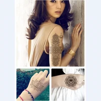 sexy black feather mandala flower henna waterproof temporary tattoos stickers women girls body arm tattoo