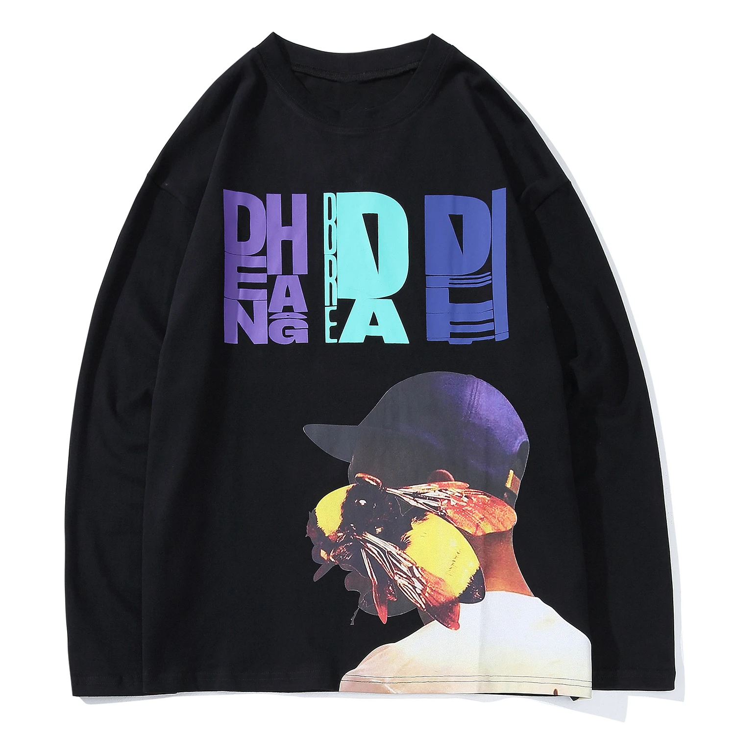 Aelfric Eden Bumblebee Boy Printed T Shirt Men Harajuku Fashion Male Tops Hip Hop Casual Streetwear Oversize Long Sleeve Outwear | Мужская