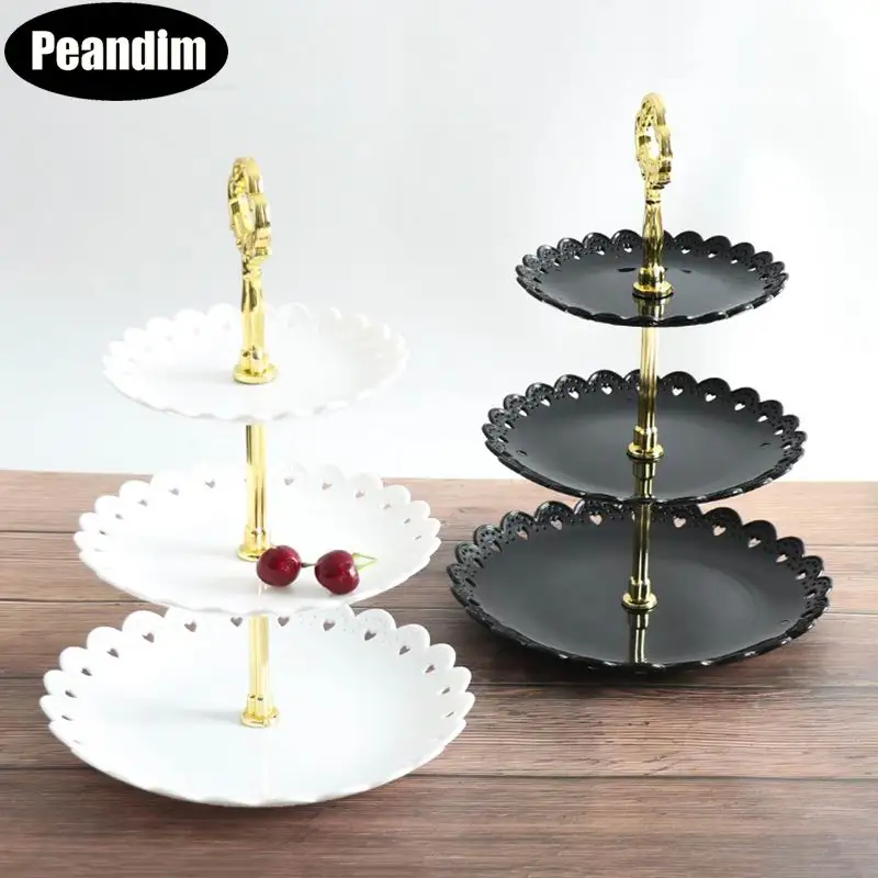 PEANDIM пластиковая подставка для тортов десертов тарелки Европейская Свадебная вечеринка зарядное устройство Многослойные фруктовые закуски леденец для домашнего декора