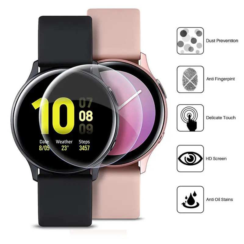

3PCS TPU Soft Protective Film Guard For Samsung Galaxy Watch Active 2 40mm/44mm Active2 SmartWatch Screen Protector Full Cover