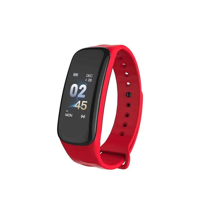 Красный C1S Wearfit смарт-браслет часы измерение артериального давления монитор сердечного ритма Cardiaco фитнес-трекер умный Браслет - Цвет: Красный