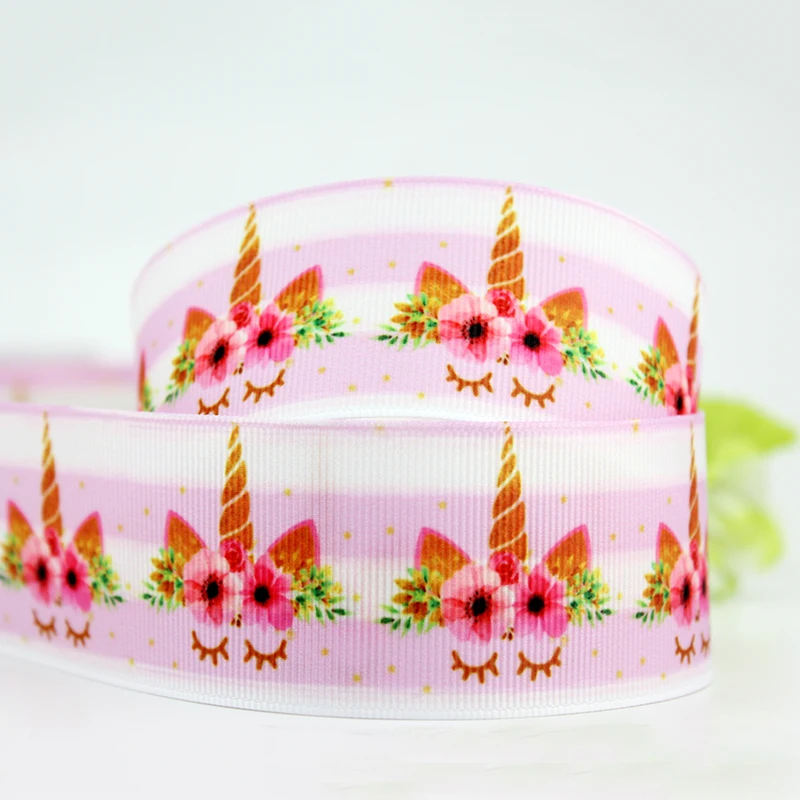 

Cartoon unicorn printed grosgrain ribbon 9-75mm DIY handmade materials wedding gift wrap tape ribbons