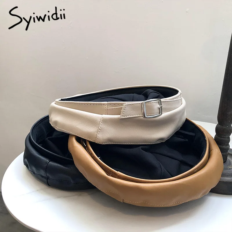 Syiwidii 2021 Новые осенне-зимние береты шапки для женщин из искусственной кожи