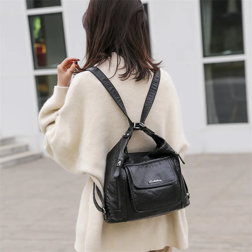 

Ретро рюкзак женская сумка на плечо роскошная дизайнерская сумка Mochila Antirobo мягкий Tassen Dames Mochila Antirobo Многофункциональный Sac