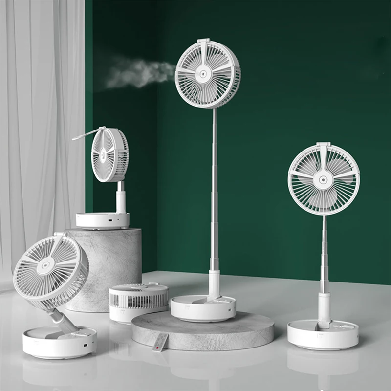 

Moving Head Control Folding Fan USB Charging Portable Air Circulation Desktop Humidifying Spray Floor Portable Retractable Fan